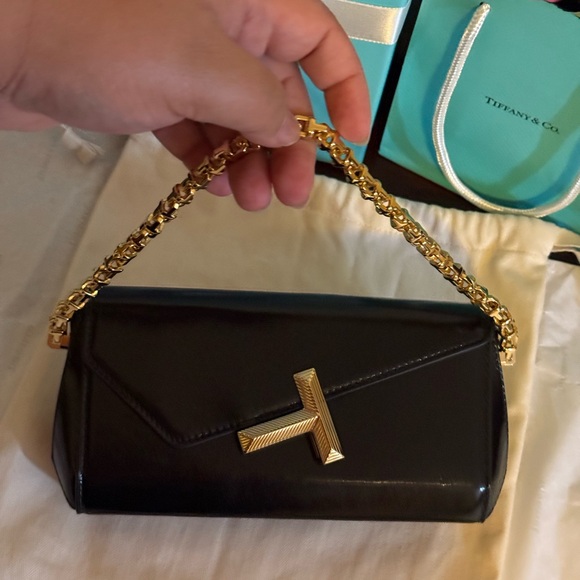 Tiffany & Co. Shiny Mini Black Clutch with Gold Chain - Picture 4 of 10